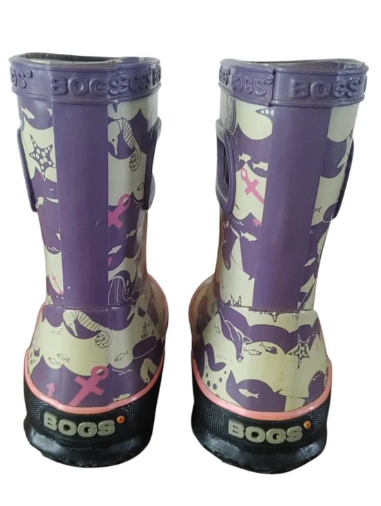 Bogs Skipper At Sea Kids Pink And Purple Rain Boots - Picture 4 of 7
